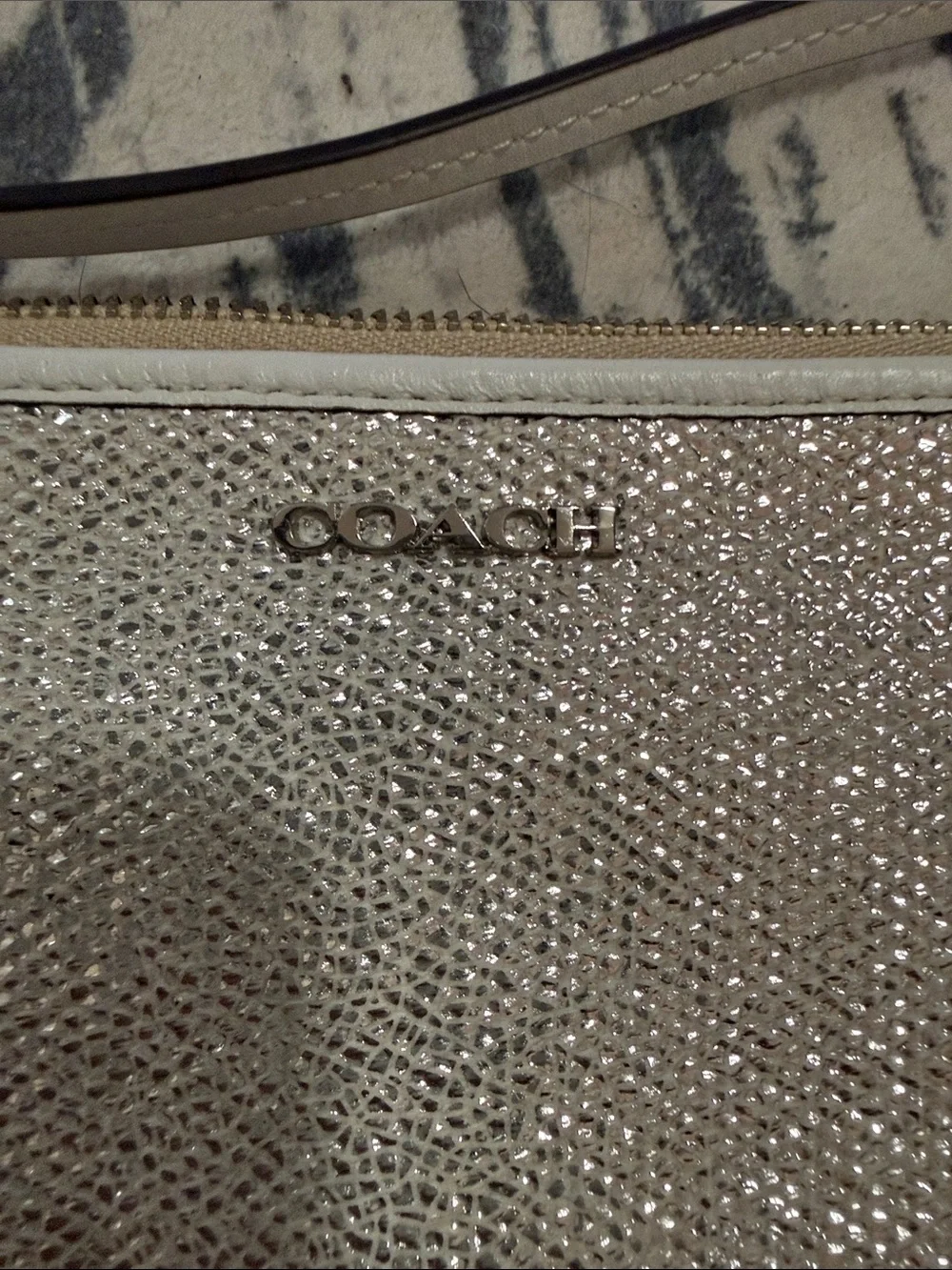 Coach Silver Glitter Wristlet Clutch